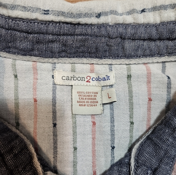 Carbon2Cobalt Striped Short Sleeve Button-Up Shirt Men’s L - Picture 2 of 6